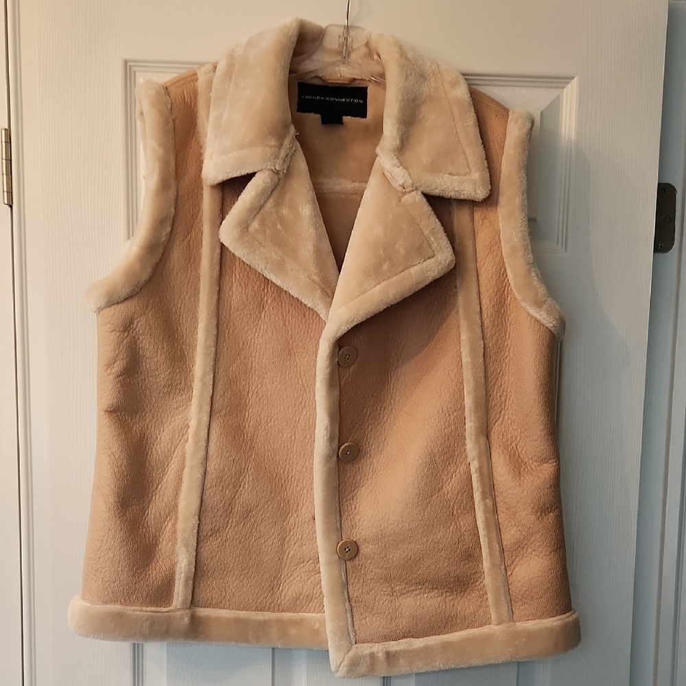 French Connection - Beige Faux Fur Vest